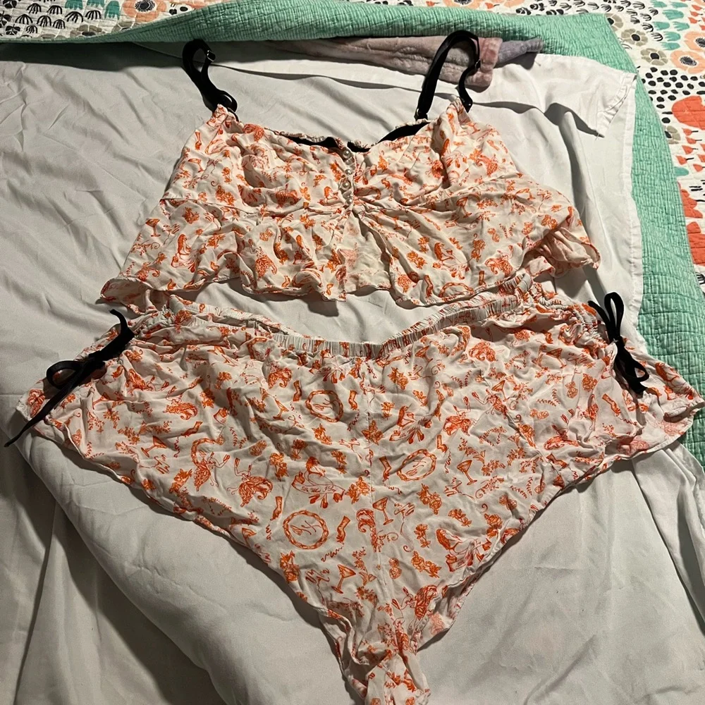 Savage X Fenty Underpinnings‎ Sleep Cami & Short Set size 2X Coquette Whimsygoth